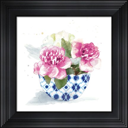 Framed Peonies In A Bowl I Print