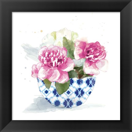 Framed Peonies In A Bowl I Print