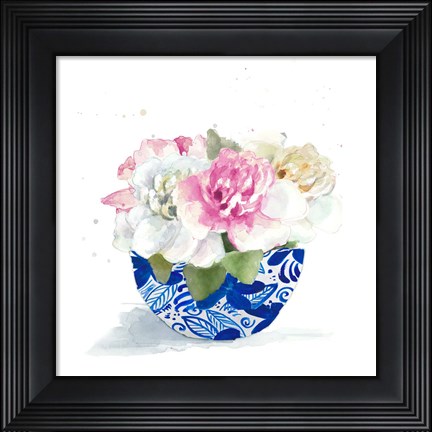 Framed Peonies In A Bowl II Print