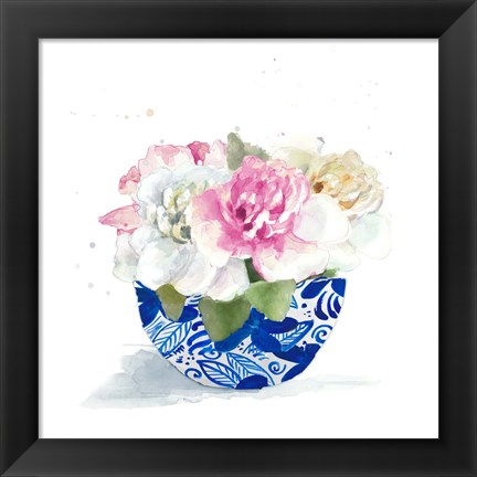 Framed Peonies In A Bowl II Print