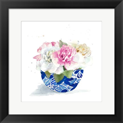 Framed Peonies In A Bowl II Print