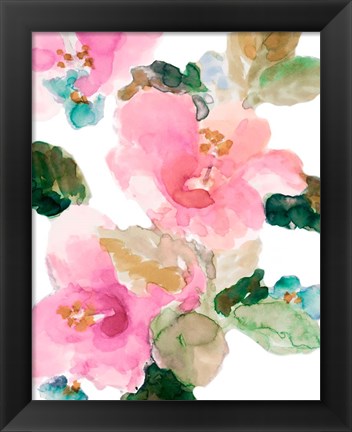 Framed Scattered Pink Hibiscus Print