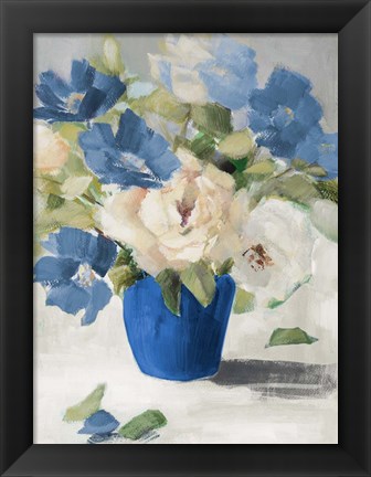 Framed Shades Of Blue Floral Print