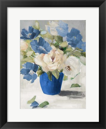 Framed Shades Of Blue Floral Print