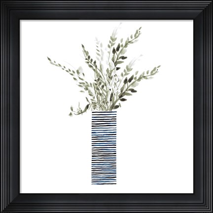 Framed Tall Blue Textured Vase Print