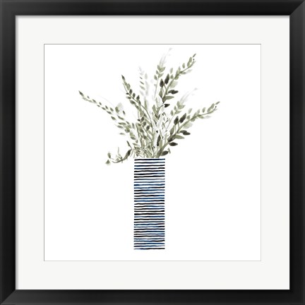 Framed Tall Blue Textured Vase Print