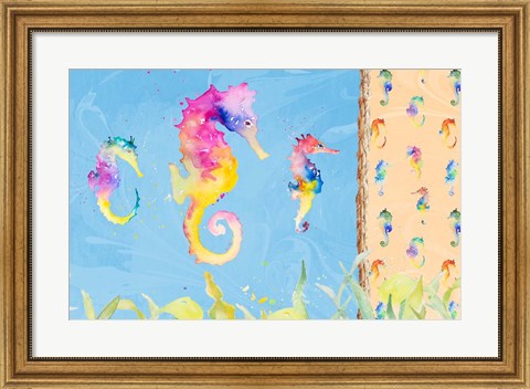 Framed Vibrant SeaHorse Trio Print