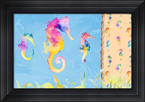Framed Vibrant SeaHorse Trio Print