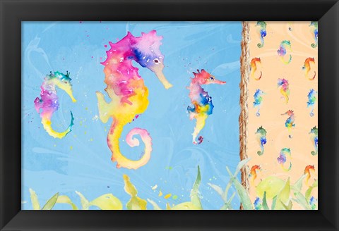 Framed Vibrant SeaHorse Trio Print