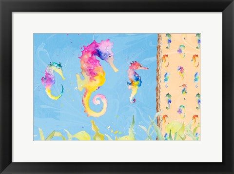 Framed Vibrant SeaHorse Trio Print