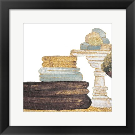 Framed Gold Bath Accessories III Print