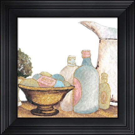 Framed Gold Bath Accessories II Print
