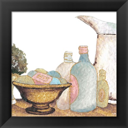 Framed Gold Bath Accessories II Print