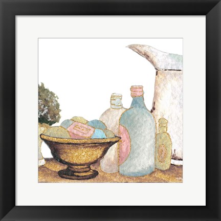 Framed Gold Bath Accessories II Print