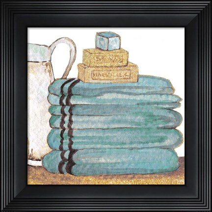 Framed Gold Bath Accessories IV Print
