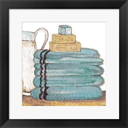 Framed Gold Bath Accessories IV Print