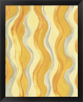 Framed Yellow and Gray Waves Print