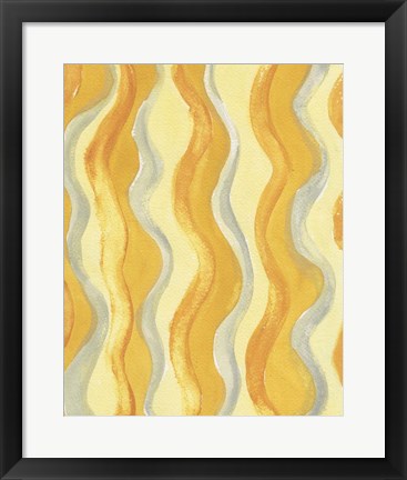 Framed Yellow and Gray Waves Print