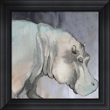 Framed Thoughtful Hippo Print