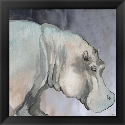 Framed Thoughtful Hippo Print