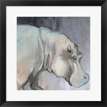 Framed Thoughtful Hippo Print