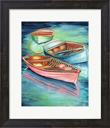 Framed Docked Rowboats II Print