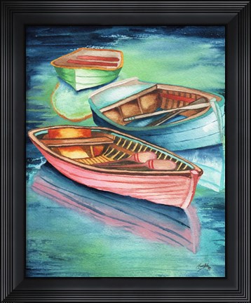 Framed Docked Rowboats II Print