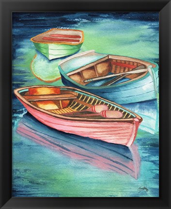 Framed Docked Rowboats II Print