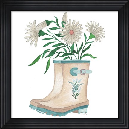 Framed Floral Rain Boots Print