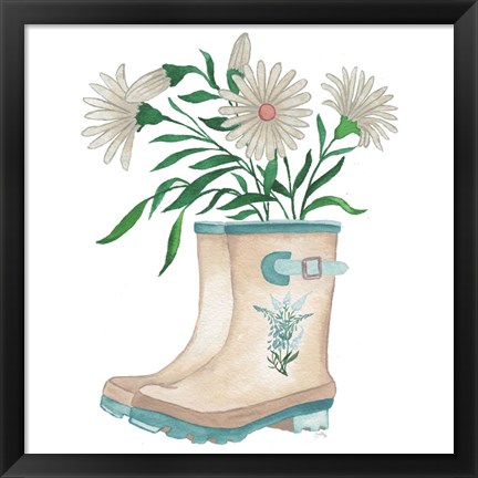 Framed Floral Rain Boots Print