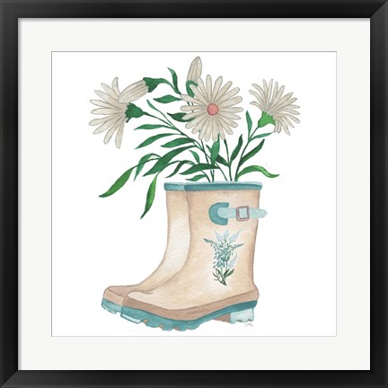 Framed Floral Rain Boots Print