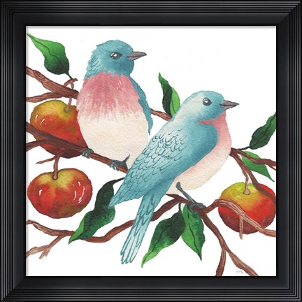 Framed Birds and Apples Print
