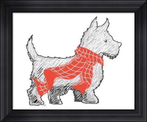 Framed Westie With Scarf Print