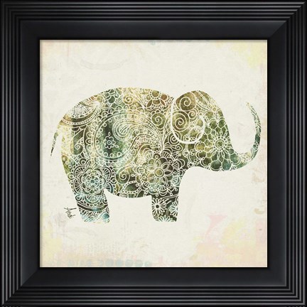 Framed Boho Elephant I Print
