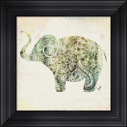 Framed Boho Elephant II Print