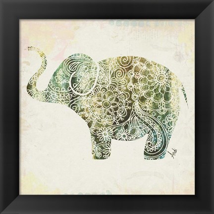 Framed Boho Elephant II Print