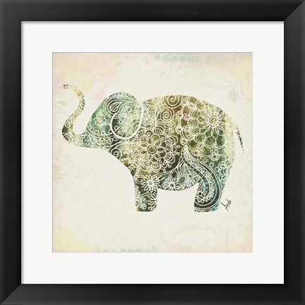 Framed Boho Elephant II Print