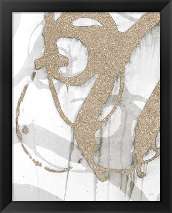 Framed Gold Sparkle Strokes I Print