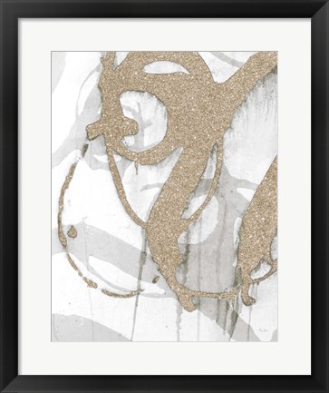 Framed Gold Sparkle Strokes I Print