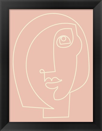 Framed Figure Line Woman on Blush Print