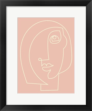 Framed Figure Line Woman on Blush Print