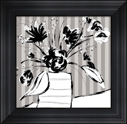 Framed Floral Arrangement On Stripes Print