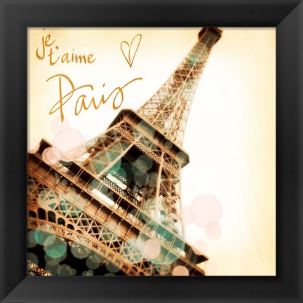 Framed Je, t&#39;aime Paris Print