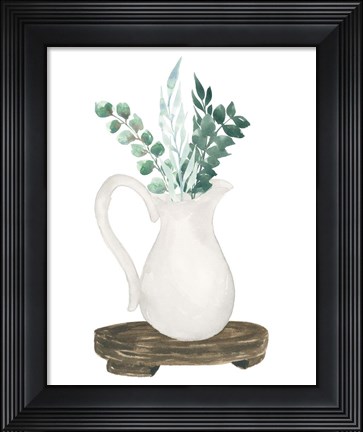 Framed Farmhouse Pitcher With Flowers II Print