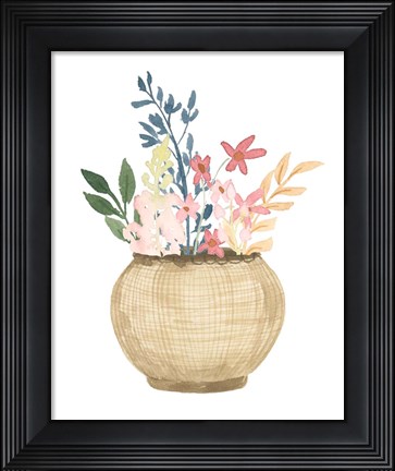 Framed Basket Of Wild Flowers Print