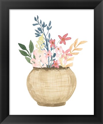 Framed Basket Of Wild Flowers Print