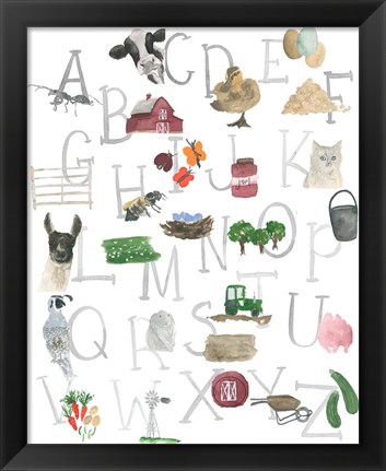 Framed Farm Alphabet Print