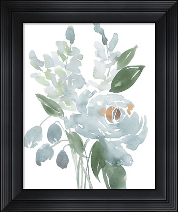 Framed Restful Blue Floral I Print