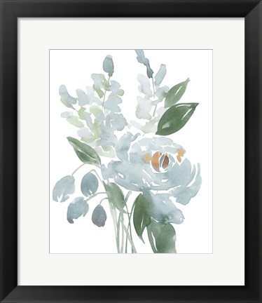 Framed Restful Blue Floral I Print