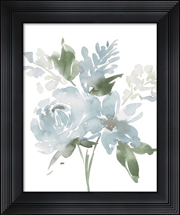 Framed Restful Blue Floral II Print